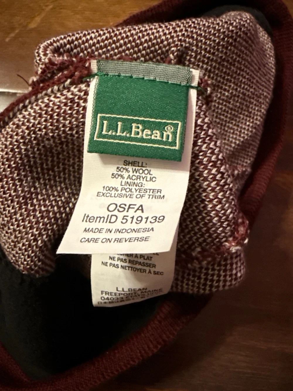 LL BEAN Wool Blend Hat Beanie OS
